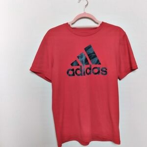 Adidas Short Sleeve Red and Black Badge of Sport Fitted T Shirt Size XL
